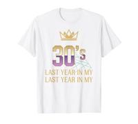 Last Year in My 30s Forty Birthday Decoration Celebration Value Graphic T-Shirt, Men, White, XL