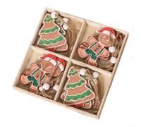 Lastdaytime 12PCS Wooden Christmas Ornaments with Cute Cookie Couple and Faceless Santa for Holiday Tree Decoration(D)