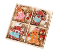 Lastdaytime 12PCS Wooden Christmas Ornaments with Cute Cookie Couple and Faceless Santa for Holiday Tree Decoration(A)