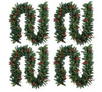 Lastdaytime 2.7M Green Artificial Christmas Garland with Pine Cones for Home Garden Decor(4PCS)