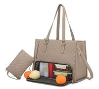 Lastdaytime 2 in 1 Handbag Lunch Bag for Women, Large Insulated Tote with Spacious Compartment for Laptop, Lunch Box and Daily Essentials, Multi Carry Options, 42x17x33cm(khaki)