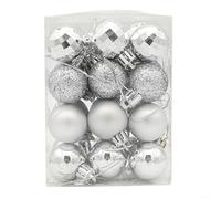 Lastdaytime 24Pcs Christmas Baubles Ornament Set, Plastic Hanging Balls Set for Tree Wreath Garland and Holiday Home Decoration(Silver)