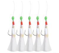 Lastdaytime 5Pcs Luminous Fishing Lures Soft Mackerel Feather Rigs For Freshwater For Saltwater Mackerel Bass Pollock Cod Fishing Hooks Herring Bait Fishing Accessories