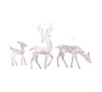 Lastdaytime Christmas Deer Decoration Set of 3 with 60 Warm White LED Lights, Flat Design for Easy Garden Storage(Three sets of deer)