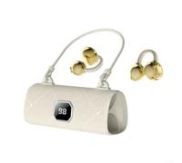 Lastdaytime Clip-On Wireless Earbuds LED Display 50h Playtime IPX5 Waterproof Secure Fit ABS Material Black Pink White for Workout Travel Daily Use(White)