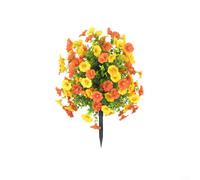 Lastdaytime Morning Glory Grass Ball Artificial Plant, Realistic Silk Flower with Spike Base for Home, Garden Decoration