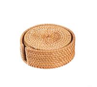 Lastdaytime Natural Golden Color Rattan Coasters Set Handmade Woven, Diameter 8/10/13/16/18/20cm Perfect for Holidays, Christmas (13cm)