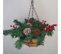 Lastdaytime Pre-Lit Xmas Hanging Basket for Outdoor Garden Decor(20cm)