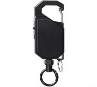 Lastdaytime Retractable Fishing Keychain 30in Stretch Cord Black | 30-inch stretch capacity, for instant retraction, prevents drop loss, black plastic body, fishing essential