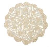 Lastdaytime Round Lace Tablecloth, Vintage Crochet Doily, Cotton Handmade Hollow Out Mat for Home Decoration(50cm Beige)