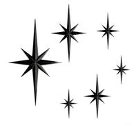 Lastdaytime Set of 6 Retro 3D Star Wall Sculptures, Modern Plastic Star Art Decoration with Multiple Sizes for Home Wall or Shelf Display(Is black)