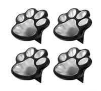 Lastdaytime Solar Garden Lights Outdoor Paw Print Path Light Set 4 Pieces Decorative Cat Footprint Stake Lights For Walkway Lawn Black(Colored Light)