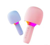 Lastdaytime Wireless for Mini Karaoke Microphone with LED Lights Portable Bluetooth-5.0 Mic 5W Speaker 1500mAh Battery Pink Blue Anti-Distortion for Parties Travel Home(Blue)