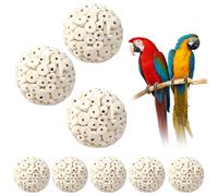 LASTEVER 8Pcs Natural Sola Balls for Birds, Parrot Biting Toys, Bird Chew Toy Set, Foraging Ball Bird Toys for Conures, Natural Sola Plant Material for Birds, Rabbits, Hamsters and Small Pets