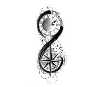 Lasting 15 Days Temporary Tattoos Sticker Waterproof Non-reflective Compass Pattern Stickers Body Art Fake Tattoo On Boy's Arm(2pcs)