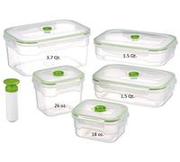 Lasting Freshness 11-Piece Vacuum Seal Food Storage Containers with Vacuum Pump, Airtight and Leak Proof, Meal Prep Containers, Keep Food Fresh up to 5X Longer