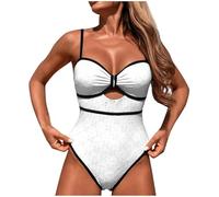 LastLadies TumControl Swimsuits Padded One Piece Swimming Costume Women Vintage Cut Out Bikinis Bathing Suit Spaghetti Strap Sexy Push Up Beachwear Solid Color Skinny