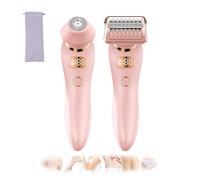 Lastlargely 2-in-1 Women's Body Shaver, Electric Bikini Trimmer for Women, Dual-Head Shaver,Ipx7 Waterproof, Wet ＆ Dry Use, for Armpit, Legs, Arms (Pink)