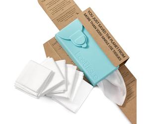 LastTissue® Reusable Cotton Tissue Pack - Sustainable, Durable, Eco-Conscious, Portable & Washable Facial Tissues for Men and Women with Travel Handkerchief Storage Case