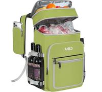 LASUK Cooler Backpack Bag 30L, Leakproof Waterproof Double-layer Picnic Backpack, 40 Cans Large Capacity Insulated Lunch Bag for Camping, Picnic, BBQ, Beach and Hiking (Green)