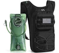 LASUk Hydration Backpack Tactical with 3L Water Bladder, Lightweight Molle Running Vest for Men Women, Military Daypack with UK Flag for Hiking, Cycling, Climbing, Biking (Black)