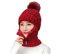 LASULEN Winter Siamese Windproof Hat, 3 in 1 Winter Knitted Beanie Hat, Winter Beanie Hat Knitted Scarf Set, Windproof Warm Hat, Wool Knitted Ski Sets Windproof Winter Thick Siamese Scarf Hat (05)