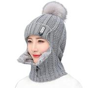 LASULEN Winter Siamese Windproof Hat, 3 in 1 Winter Knitted Beanie Hat, Winter Beanie Hat Knitted Scarf Set, Windproof Warm Hat, Wool Knitted Ski Sets Windproof Winter Thick Siamese Scarf Hat (03)