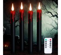 Lasumora Halloween Black Bleeding Flameless Taper Candles with Remote Timer
