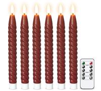 Lasumora Red Flameless Taper Candles Flickering with Remote Timer