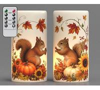 Lasumora Squirrel Flameless Candles Battery Operated with Remote Timer 2Pack
