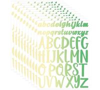 Lasuroa 10 Sheets Vinyl Alphabet Stickers, Gradient Color 2 Inch Capital Letters, 520 Pieces, Green, for Home Decoration, Glass, Wood, Ceramic, Metal