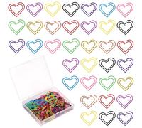 lasuroa 100pcs Heart Shaped Paper Clips, Small Cute Metal Love Heart Decorative Mini Paperclips for Office School Notes Documents Scrapbooking Wedding Decor & Craft Projects (Multicolors)