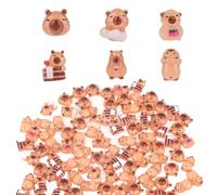 lasuroa 100pcs Mini Capybara Figurines, Tiny Capybara Figures Miniatures Resin Animals Stuff Small Toys Gifts Little Decorations for Crafts Dollhouse DIY Garden Micro Landscape Decor (6 Styles)