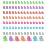 lasuroa 105pcs Luminous Frogs, Glow in the Dark Mini Frogs Miniature Resin Frogs Tiny Resin Cute Frogs Small Frog Ornaments for Garden Dollhouse Decoration Crafts