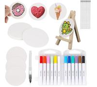 lasuroa 10pcs Magic Foam Texture Paper Kit, Magic Puffy Paint Round Foam Texture Painting Paper with Water Brush 3D Art Drawing Canvas Sponge for Kids DIY Craft Supplies