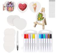 lasuroa 10pcs Magic Foam Texture Paper, Magic Puffy Paint Heart Shaped Foam Texture Painting Paper with Water Brush 3D Art Drawing Canvas Sponge for Kids DIY Craft Supplies