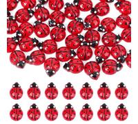 lasuroa 120pcs Mini Resin Ladybugs, Small Nail Charms Red Black Miniature Ladybug Crafts Toy Tiny Statue Funny Resin Animals Figures for Fairy Garden Micro Landscape Decor Decoration