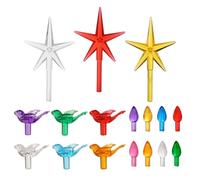 lasuroa 121pcs Ceramic Christmas Tree Replacement Bulbs, Muti-Color Plastic Lights Pegs Ceramic Bulbs with Corrugated Bulb Bird Star Topper Ornaments Decorations for Ceramic Christmas Tree