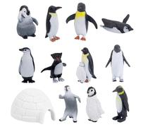 lasuroa 12pcs Mini Penguin Figurines, Realistic Plastic Arctic Penguin Figures Cake Topper Decorations Miniature Penguins Toys Tiny Animals for Kids Winter Party Supplies Blind Box Collectibles Gifts