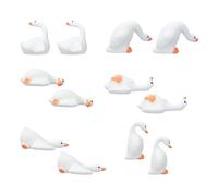 lasuroa 12pcs Mini Resin Goose Figurines, Tiny Small Animals Silly Goose Statues for DIY Crafts Car Dashboard Decorations Accessories Miniature Garden Terrarium Micro Landscape Desktop Party Decor