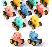 lasuroa 12pcs Pull Back Cars, Mini Dinosaur Toy Racing Car Set Cartoon Monster Dino Truck Vehicles Toys for Baby Toddlers Kids Boys Girls Birthday Party Favors Preschool Gift