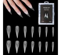 lasuroa 140pcs Poly Extension Gel Nail Forms, 14 Size Clear Eagle Claw Nail Molds Reusable Hawk Curve Nails Builder Forms for Halloween Manicure Art Design Salon DIY