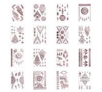 lasuroa 16 Sheets Henna Temporary Tattoos Stickers for Adults, Waterproof Lace Mandala Flower Body Art Large Arm Hand Tattoos for Summer Events Wedding Party Bridal Shower