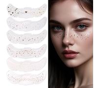 lasuroa 18pcs Holographic Colorful Glitter Face Tattoos Freckles, Waterproof Sparkle Face Glitter Speckles Patches Cute Star Dot Design Makeup Accessories for Festival Party