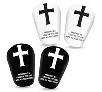 lasuroa 2 Pairs Mini Soccer Shin Guards, 3.15x1.98 Inch Jesus Bible Verse Christian Cross Small Football Shin Pads Shinpad Protective Defender Gear for Kids Junior Youth Teens Adults Men Boys Girls