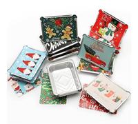 lasuroa 20pcs Christmas Aluminum Pans with lids, Christmas Cookie Tins with Lids Aluminum Pans with Lids Foil Pans with Covers for Baking Roasting Meal Party Gift, 8.66x6.3x2 Inch