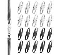 lasuroa 20pcs Zipper Clips Anti Theft, Double Opening Mini S Carabiner Zip Pull Lock Deterrent Clasp Accessories for Luggage Suitcase Backpacks Purses Handbags Travel Tents Keys (Black, Silver)