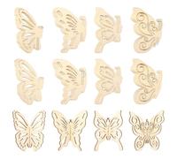 lasuroa 24pcs 3D Wooden Butterflies for Crafts, 4 Styles DIY Blank Butterfly Cutouts Wood Spring Ornaments to Paint Unfinished Decor for Kids Adults Painting Decorations