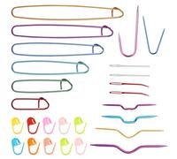 lasuroa 26pcs Knitting Tools Set, 6 Styles Cable Needles 6 Sizes Stitch Holders 10 Crochet Counters 2 Big-Eyed Curved & 2 70 Blunt-Tipped Large-Eyed Needle for Knitting Crochet Sewing Yarn Crafts