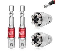 lasuroa 2pcs Adjustable Socket Adapter, Multi-Function Wrench Tool Fits 3/8" to 3/4" & 10-19mm Ratchets Torque Wrenches & Power Drills